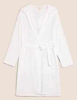 Pure Cotton Muslin Hooded Dressing Gown | M&S Collection | M&S | Marks & Spencer (UK)