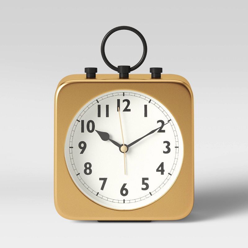 5" Square Tabletop Alarm Clock Brass - Threshold™ | Target