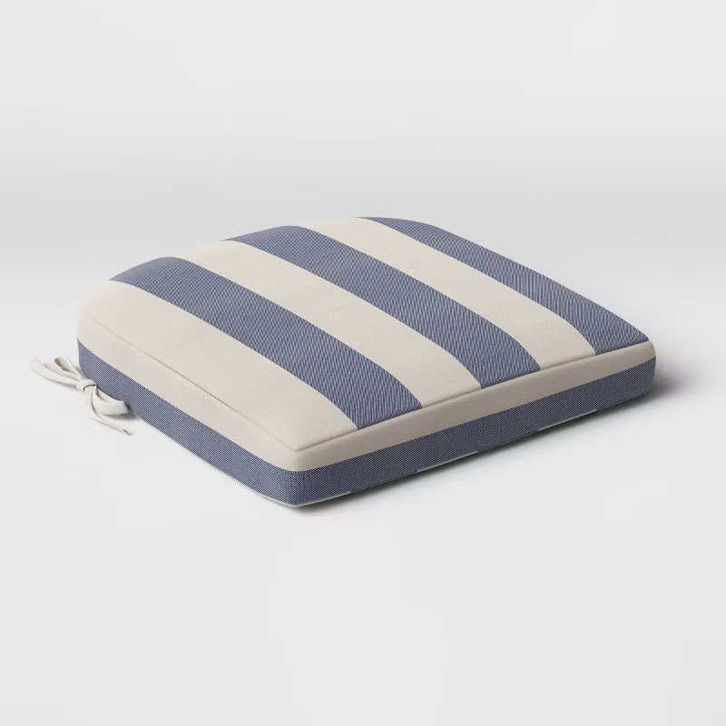 Cabana Stripe Outdoor Rounded Seat Cushion DuraSeason Fabric™ Navy - Threshold™ | Target