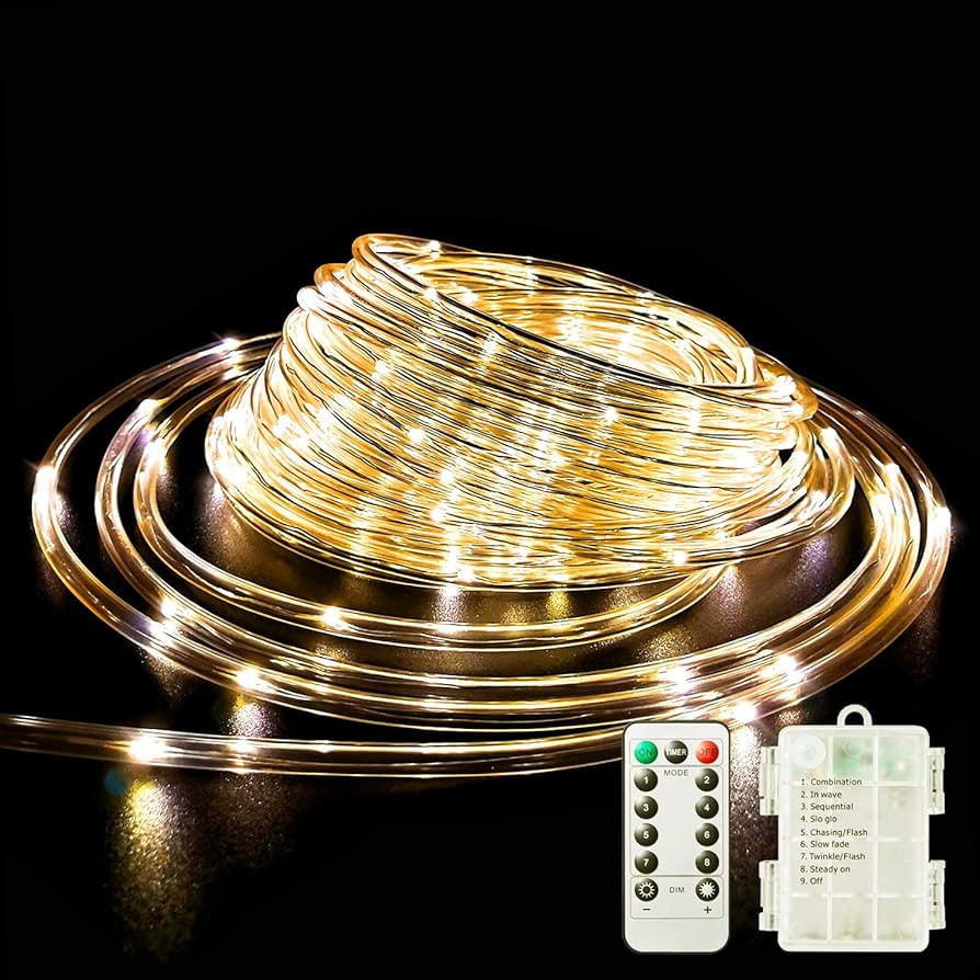 Fatpoom LED Rope Lights Battery Operated String Lights 40Ft 120 LEDs 8 Modes Outdoor Waterproof F... | Amazon (US)