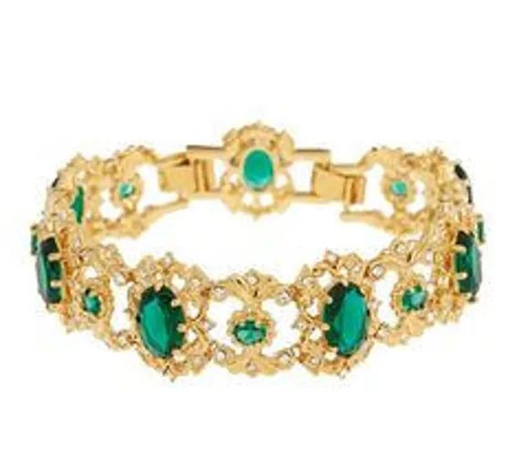 Jackie Kennedy Emerald Bracelet  Gold With Stones  144 - Etsy | Etsy (US)