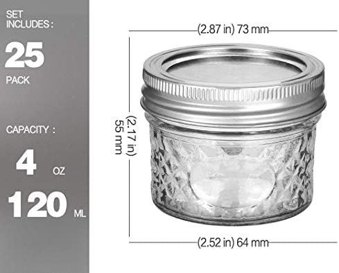 Mini Mason Jars, VERONES Mason Jars 4 oz With Regular Lids, Ideal for Jam, Honey, Wedding Favors,... | Amazon (US)