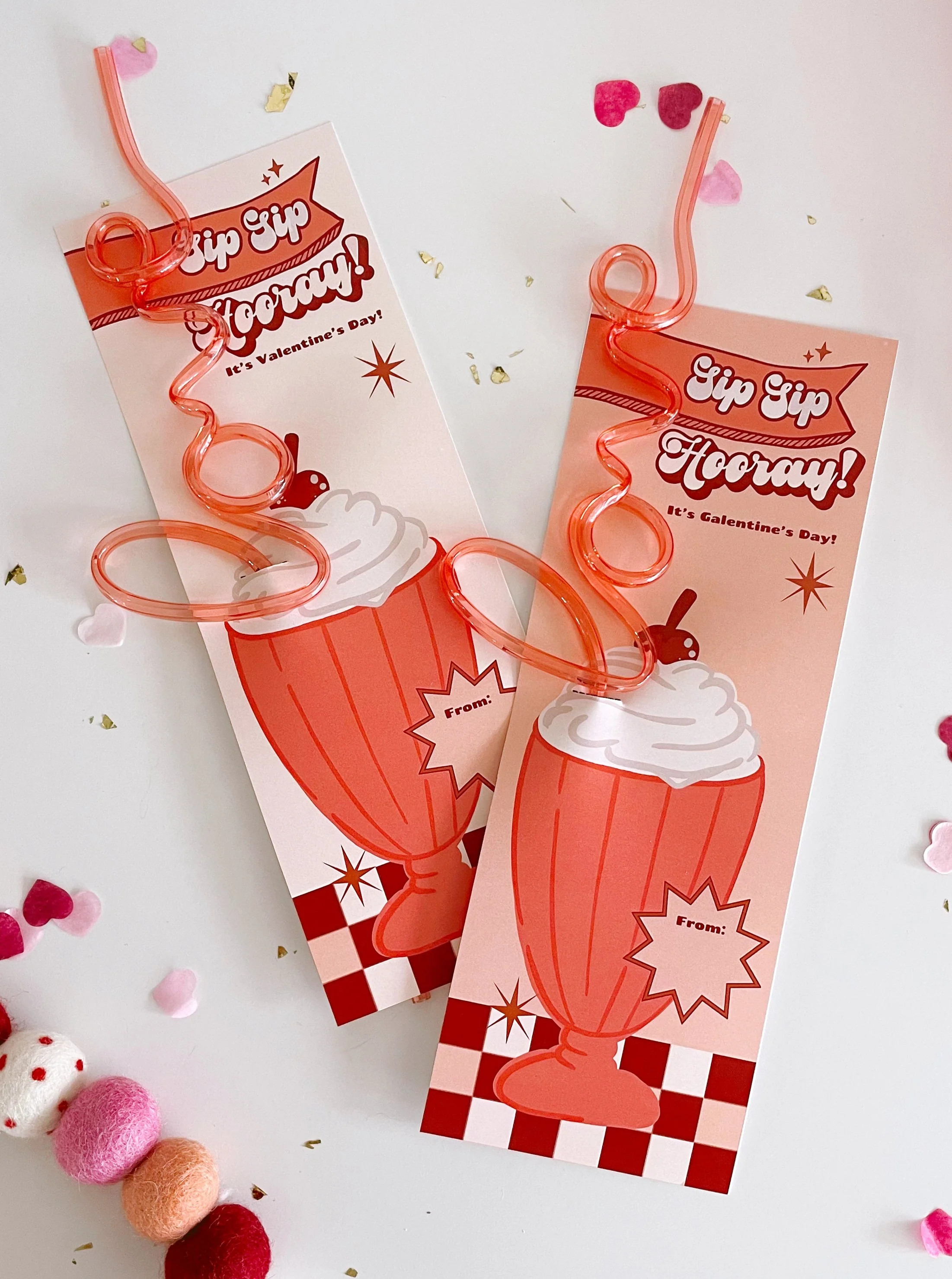 Sip Sip Hooray Milkshake Valentines | Printable Valentines | The Letter Vee