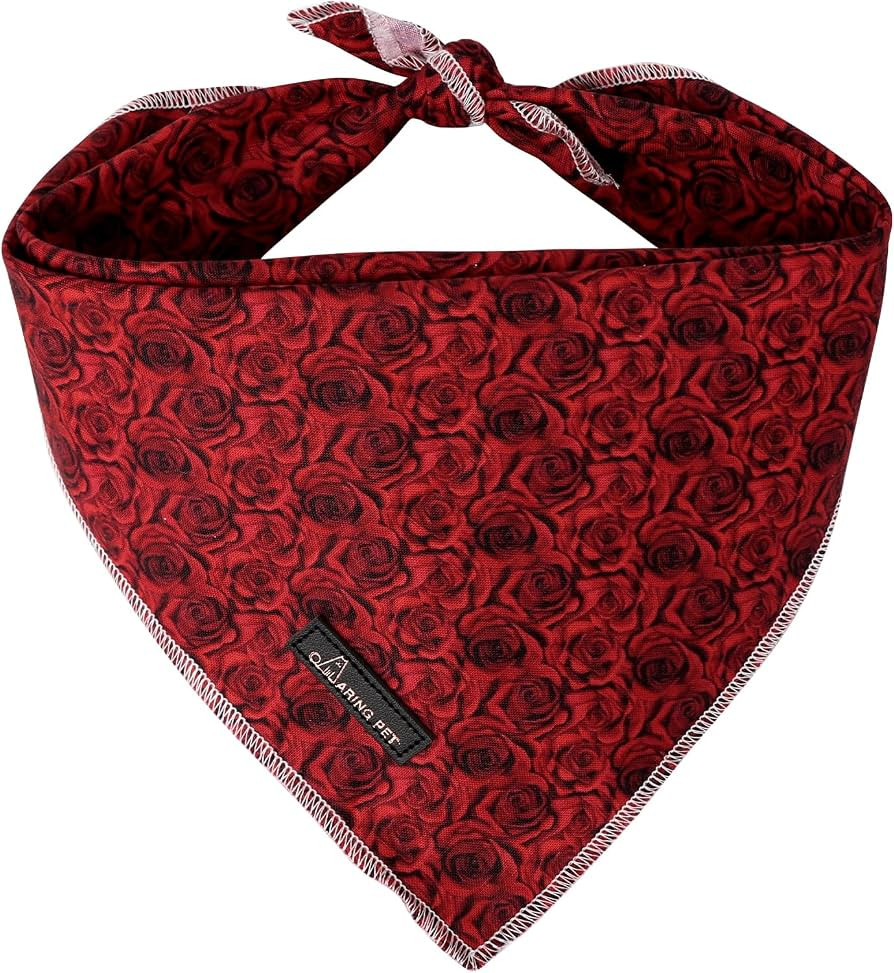 ARING PET Valentine's Day Dog Bandana-Cute Rose Dog Bandanas, Soft Holiday Dog Scarf Cotton Dogs ... | Amazon (US)