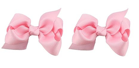 3 Inch Baby Girl Hair Bows Boutique Hair Clip Teens Toddlers Hairpin Headwear - Set of 2 (Pink) | Amazon (US)