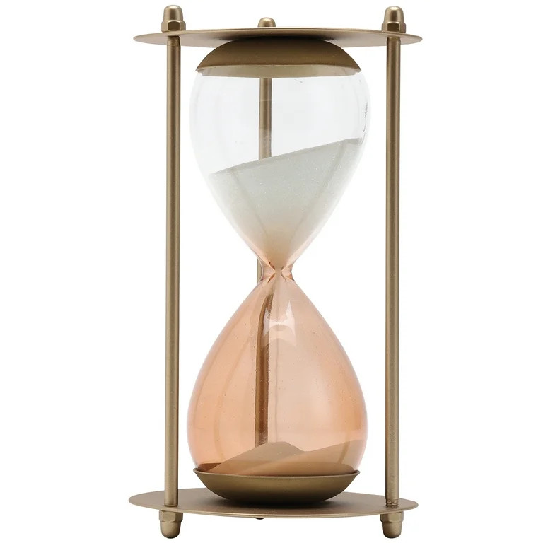 Home Decor Collection 7" Gold Metal and Glass Decorative Tabletop Hour Glass | Walmart (US)