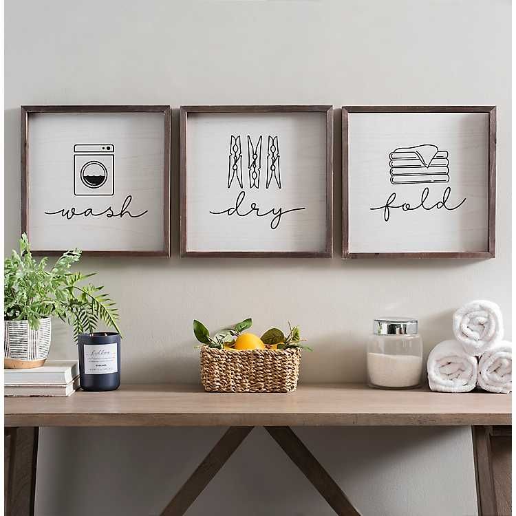 New! Wash Dry Fold Wall Plaques, Set of 3 | Kirkland's Home