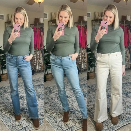 I love Jordache beans on Walmart. They’re super affordable and come in 31/32 inseam. 
Left: curvy bit cut, light wash 32inseam
Middle: mid rise skinny, light wash, 31 inseam 
Right: high rise wide leg, 32 inseam

#LTKstyletip #LTKfindsunder50