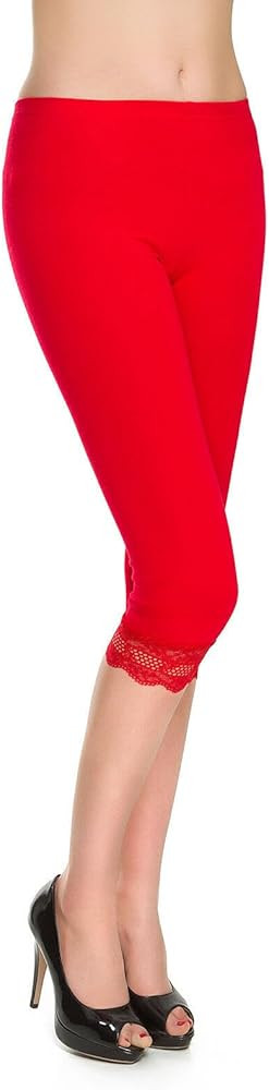 Shop Nova® Womens Ladies ¾ Cropped Capri Lace Trim Leggings Stretchy Soft Tights Yoga Pants Ela... | Amazon (UK)