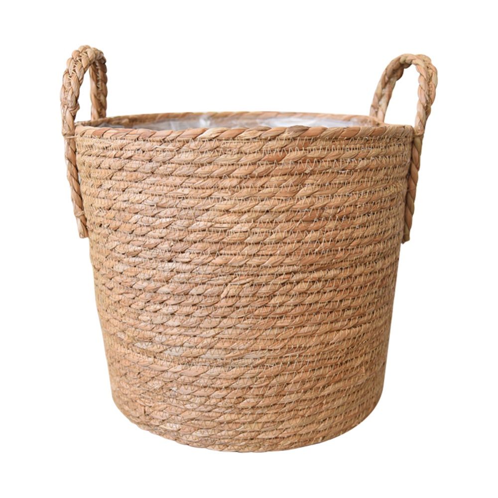 Woven Seagrass Plant Basket - Wicker Belly Basket Planter Indoor with Plastic Liner and Handles, ... | Walmart (US)