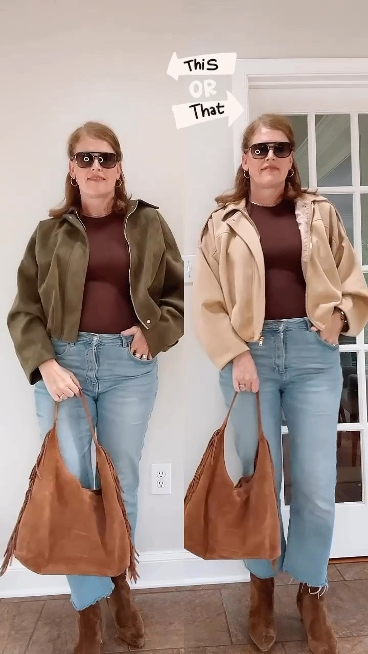 This suede bomber jacket is pure obsession 🍂🍁🍂

#LTKMidsize #LTKStyleTip #LTKOver40