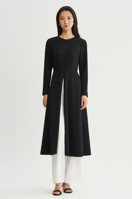 Anna Marie Stretch Deco Crepe Modern Longline Slit Blouse, Black | Ming Wang