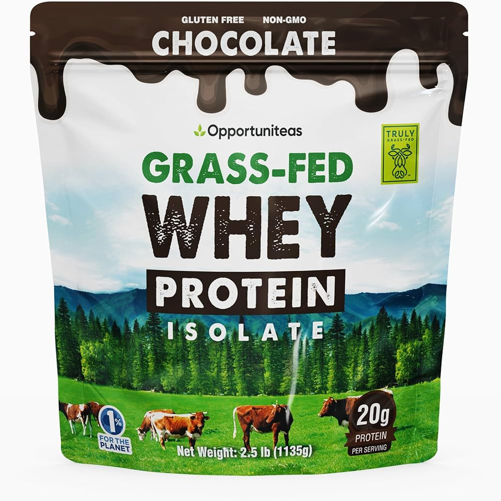 Opportuniteas Grass Fed Chocolate Whey Protein Isolate Powder - 20g Protein Powder Without Artifi... | Amazon (US)
