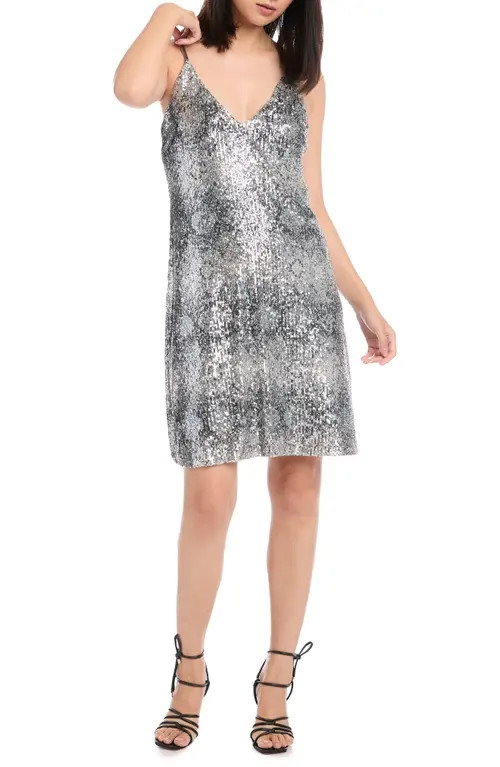 FIFTEEN TWENTY Sequin Slipdress in Silver at Nordstrom, Size Large | Nordstrom