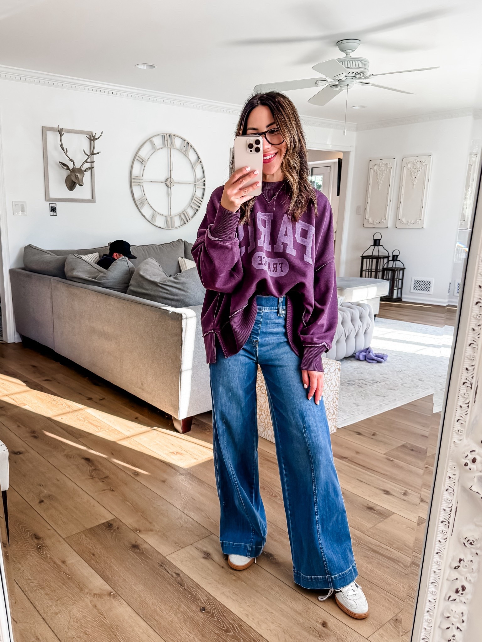 Spanx code WEAR25 9/21 only. wide leg jeans small petite, small sweatshirt.

#LTKFindsUnder50 #LTKFindsUnder100 #LTKSaleAlert