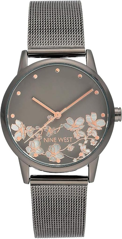 Nine West Women's Floral Dial Mesh Bracelet Watch | Amazon (US)