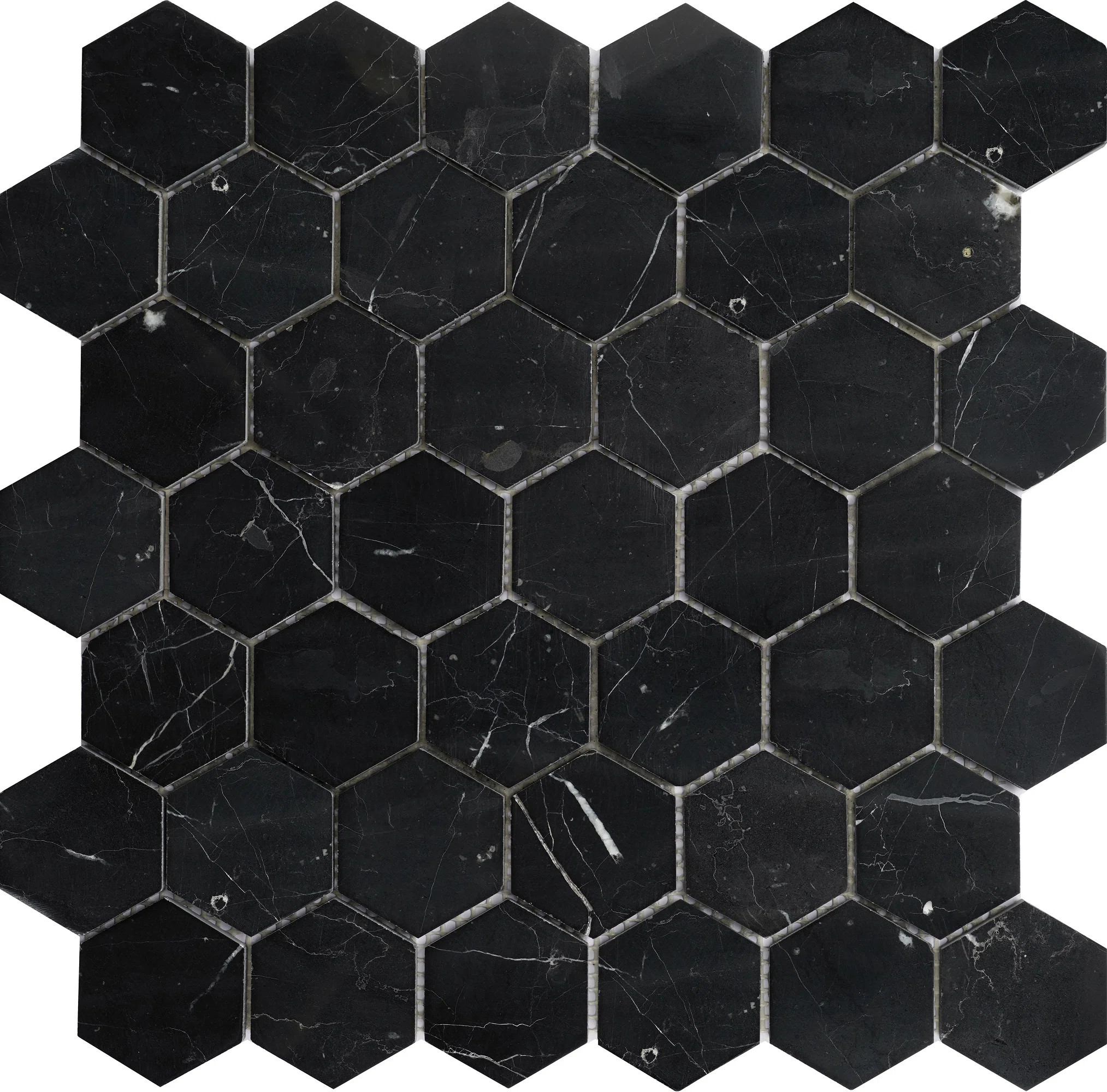 Nero Marquina 2" x 2" Marble Honeycomb Mosaic Wall & Floor Tile (Set of 5) | Wayfair North America