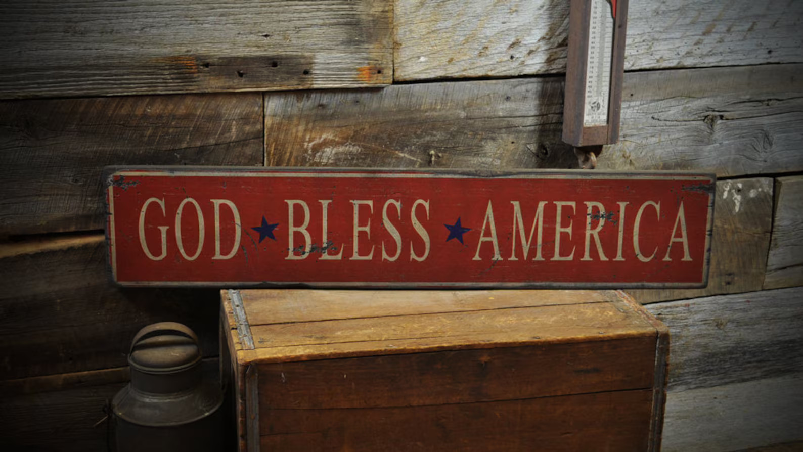 God Bless America - Stars Wood Sign - Rustic Hand Made Vintage Wooden Sign | Etsy (US)