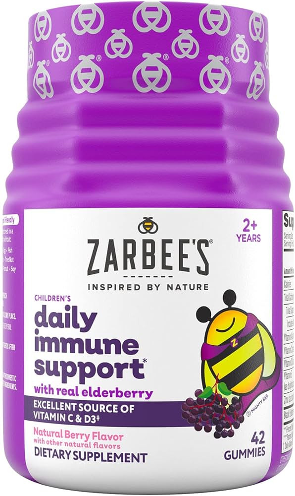 Zarbee's Elderberry Gummies for Kids with Vitamin C; Zinc & Elderberry; Daily Childrens Immune Su... | Amazon (US)