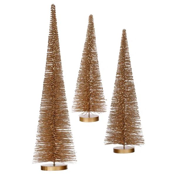 15/18/24" Glitter Bristle Tree Set of 3 (Set of 3) | Wayfair North America