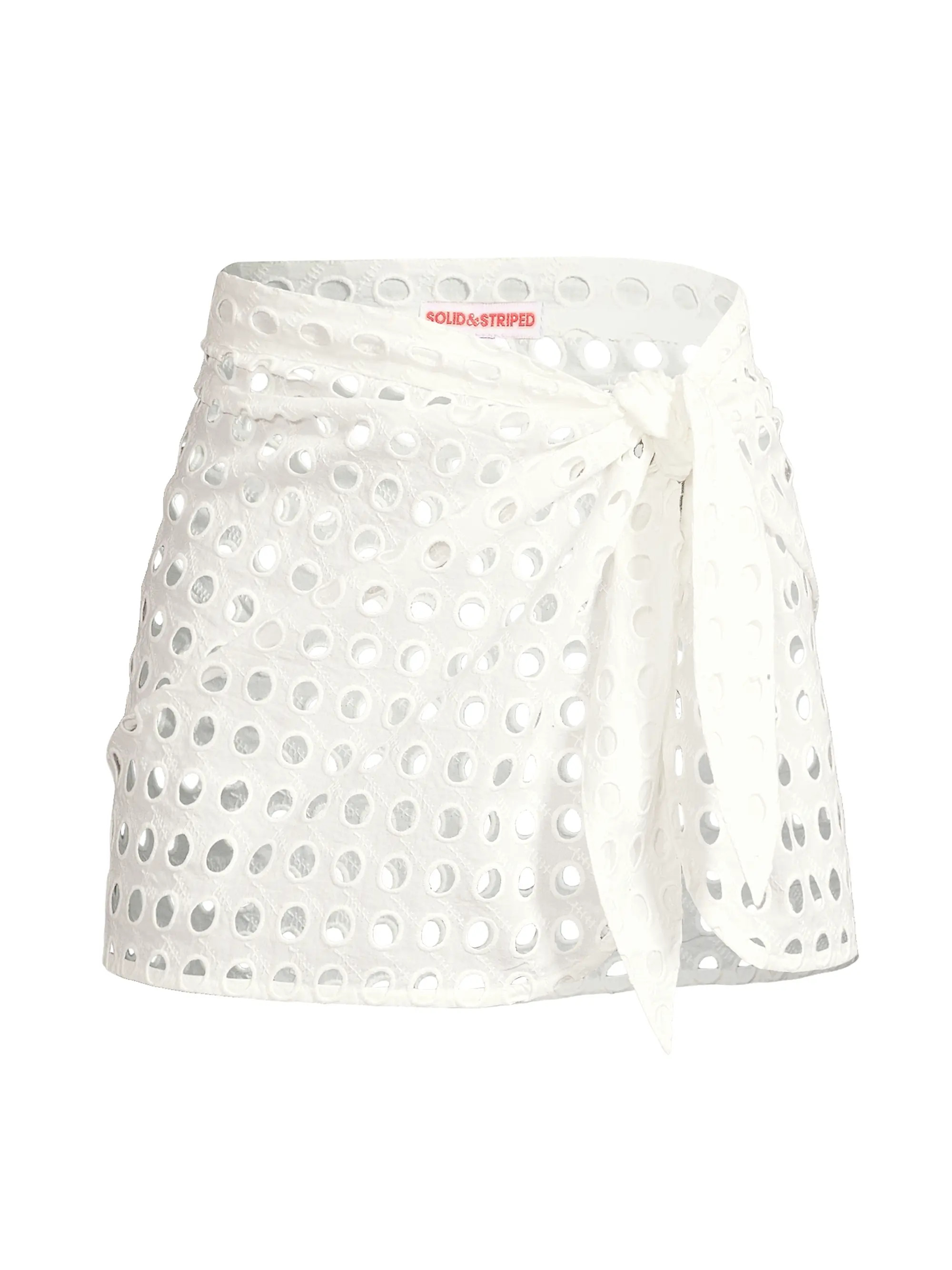 Shop Solid & Striped Eyelet Cotton Mini Wrap Pareo | Saks Fifth Avenue | Saks Fifth Avenue