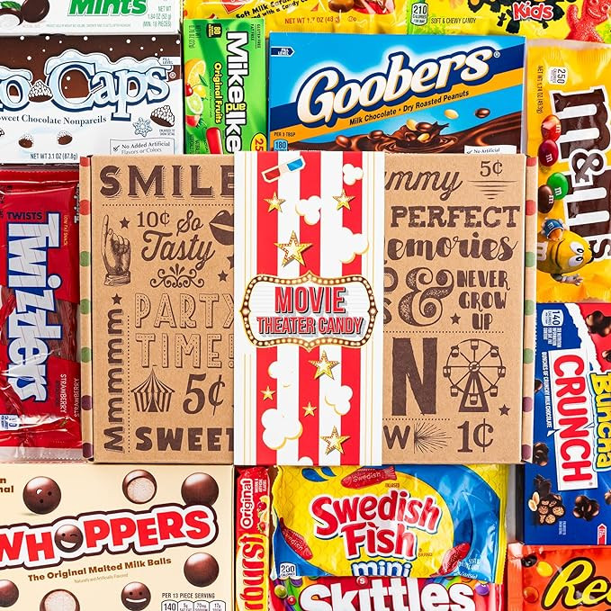VINTAGE CANDY CO. MOVIE THEATER CANDY CARE PACKAGE - FAMILY MOVIE NIGHT CANDIES GIFT BOX - Fun Pa... | Amazon (US)