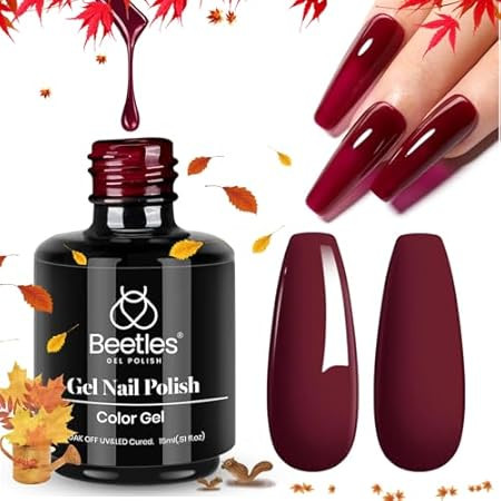 beetles Burgundy Red Gel Polish- 1Pcs 15ml Maroon Red Brown Gel Nail Polish Dark Red Gel Polish N... | Amazon (US)