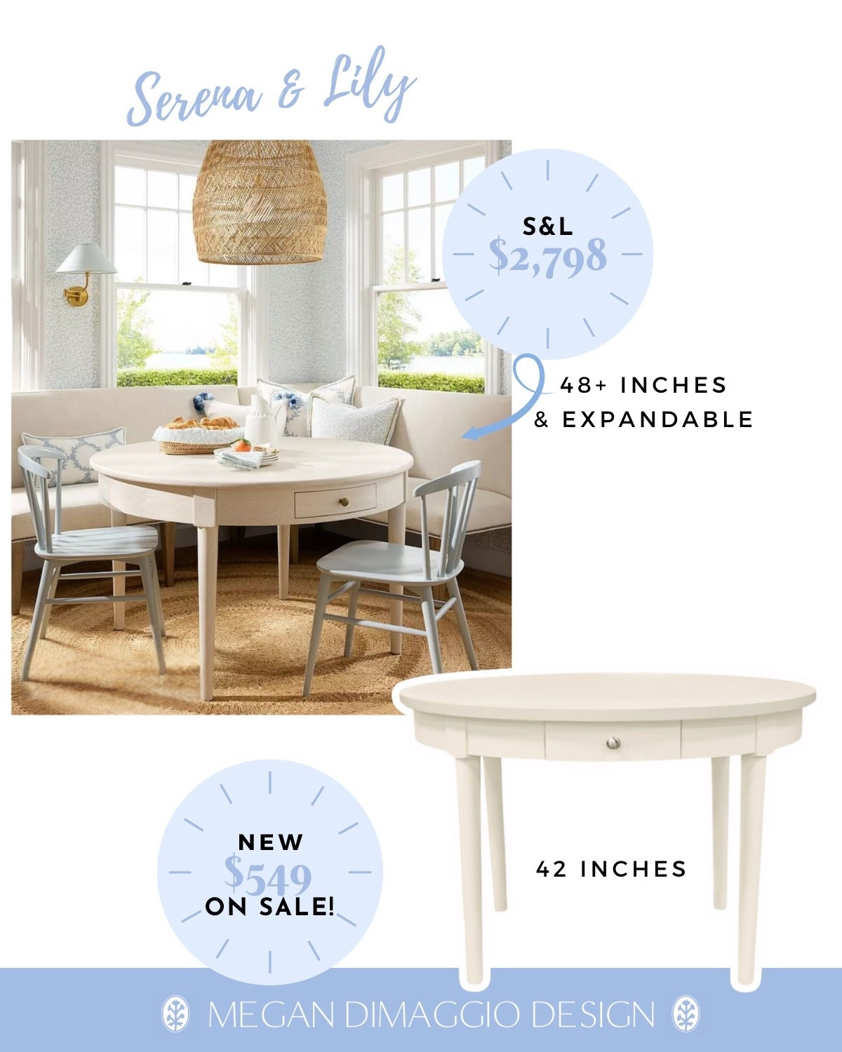 new Serena & Lily breakfast table look for less and ITS ON SALE!! Smaller than theirs and not expandable, but 42 inches so perfect for a game table!!

#LTKHome #LTKSaleAlert