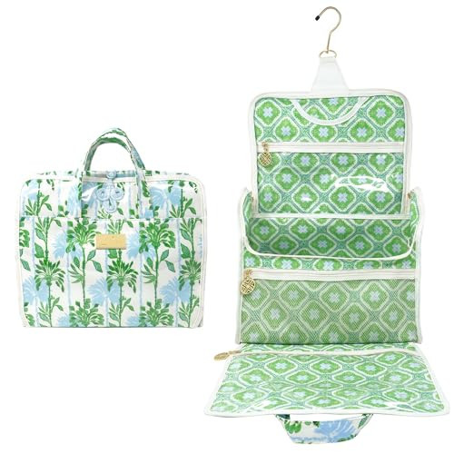 Lilly Pulitzer Travel Toiletry Bag with Handle, Pockets, and Zipper, Hanging Travel Organizer for Makeup and Toiletries (Swayin in the Breeze) | Amazon (US)