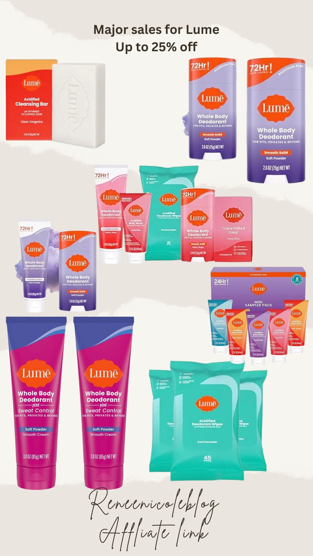 Lume Whole Body Deodorant 5 Pack Sampler - Invisible Cream Minis - 72 Hour Odor Control - Aluminu... | Amazon (US)