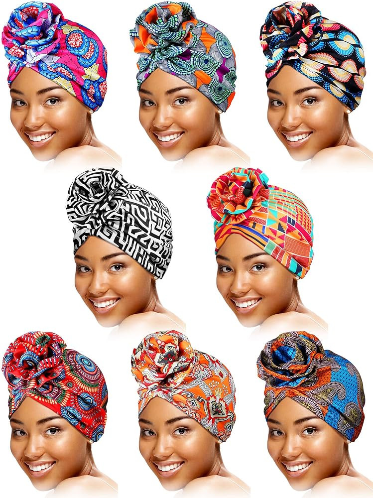 SATINIOR 8 Pcs Women Turban Head Wraps for Women African Pattern Knot Headwrap Bohemian Print Pre... | Amazon (US)