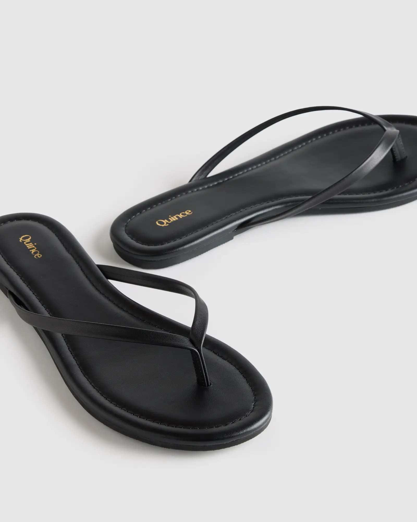 Italian Leather Flip Flops in Black | Quince