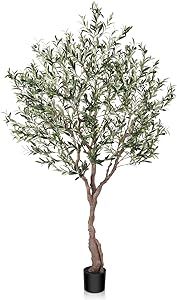 LOMANTO Olive Trees Artificial Indoor, 7Ft Artificial Olive Plants, Tall Faux Olive Tree, Fake To... | Amazon (US)