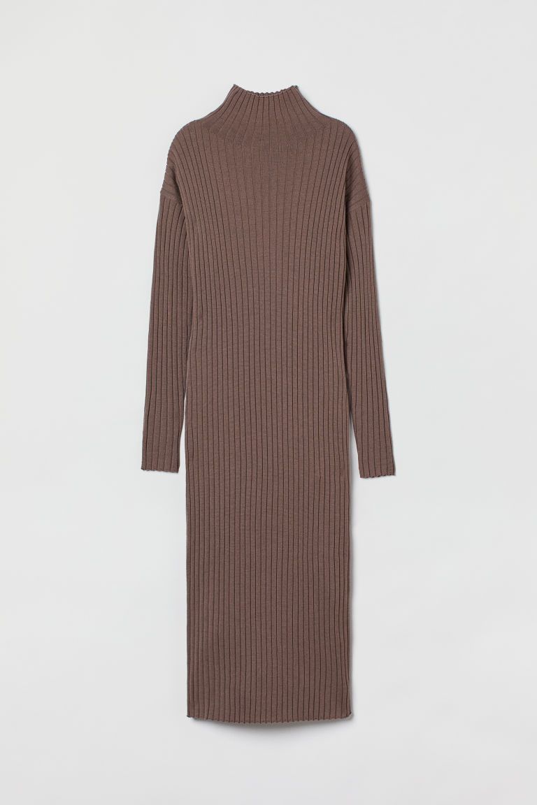 H & M - Turtleneck Wool Dress - Brown | H&M (US + CA)