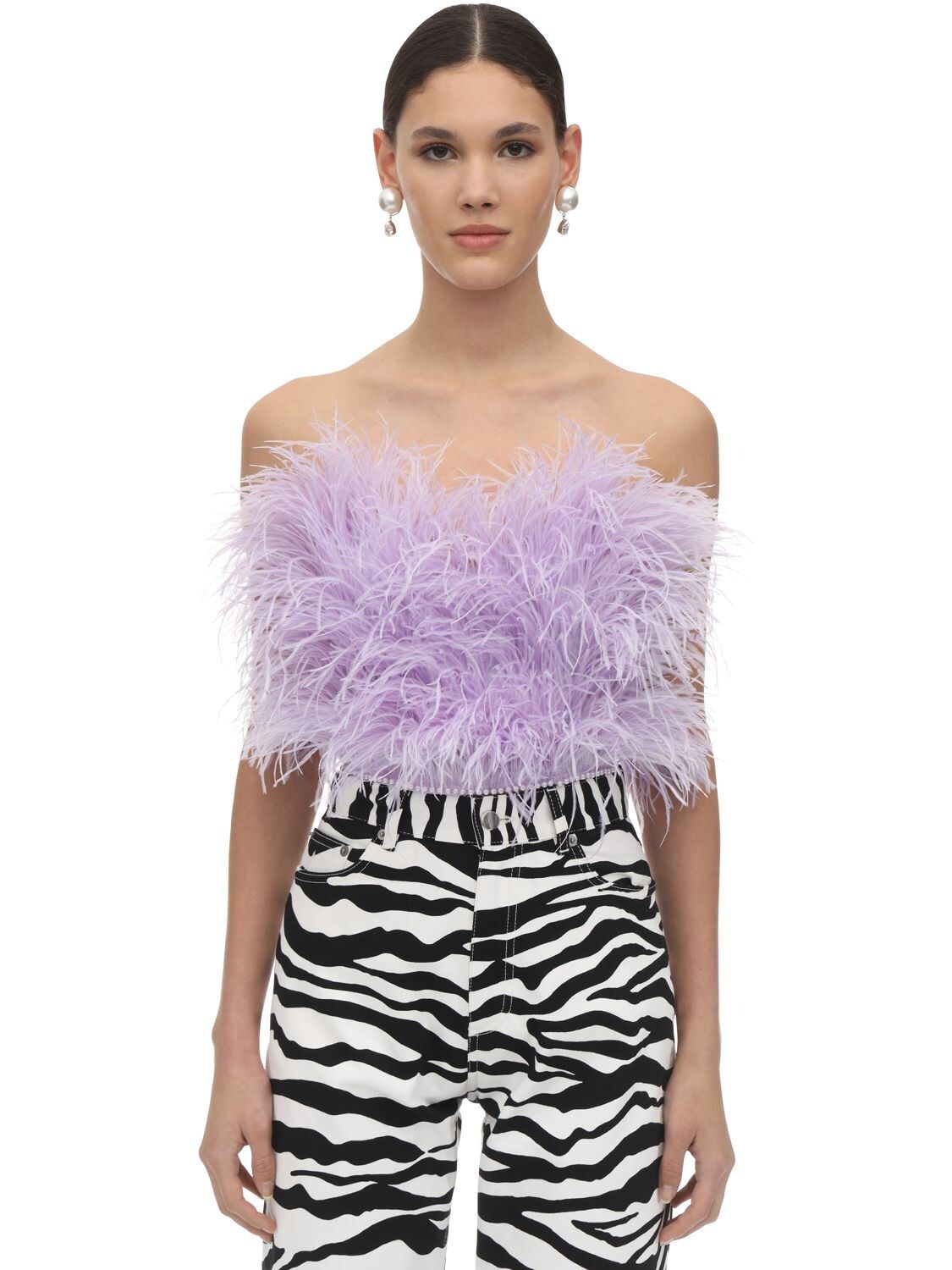 Strapless Feather Top | Luisaviaroma