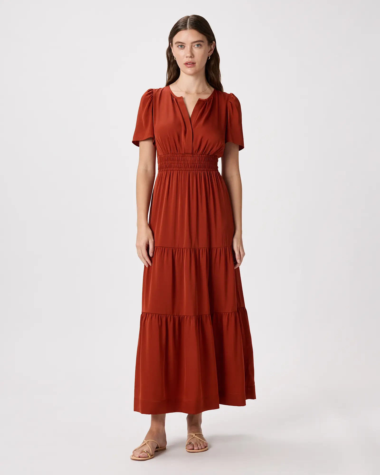 Washable Stretch Silk Tiered Maxi Dress | Quince