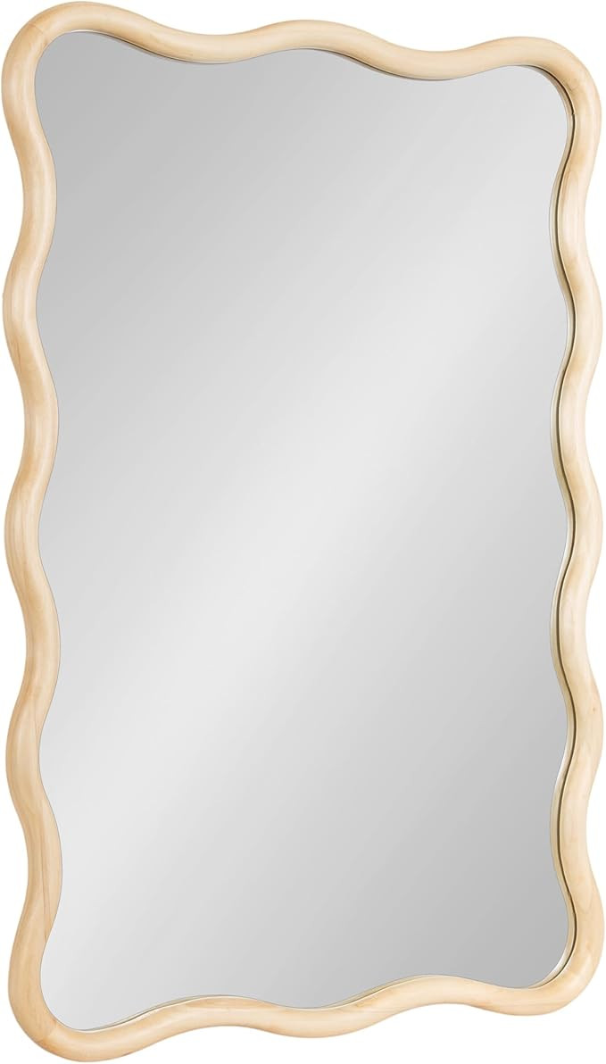 Kate and Laurel Talma Modern Scalloped Rectangle Wall Mirror, 24 x 36, Natural Wood, Rectangular ... | Amazon (US)