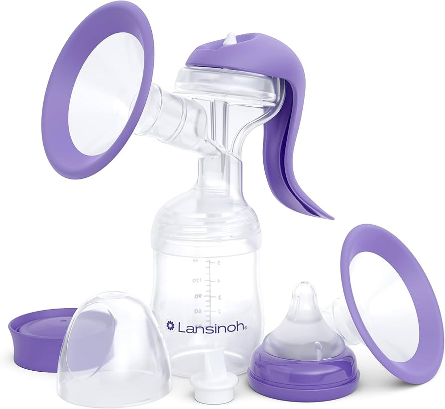 Lansinoh Manual Breast Pump, Hand Pump with Comfortable Flange, Includes 5oz Baby Bottle with Slo... | Amazon (US)