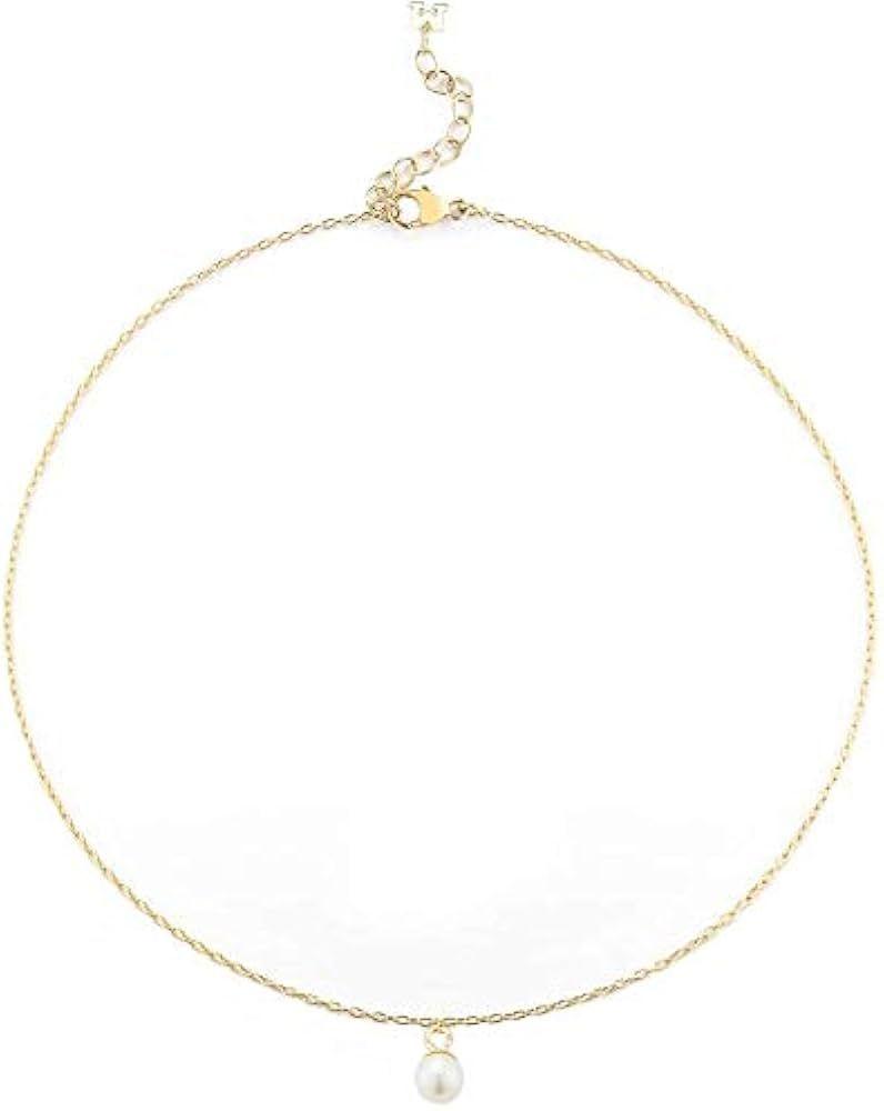 Amazon.com: Mateo New York, 14K Gold Single Drop Chain Anklet, Pearl : Luxury Stores | Amazon (US)