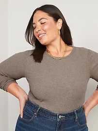 Plush Long-Sleeve Rib-Knit Slim-Fit T-Shirt for Women | Old Navy (US)