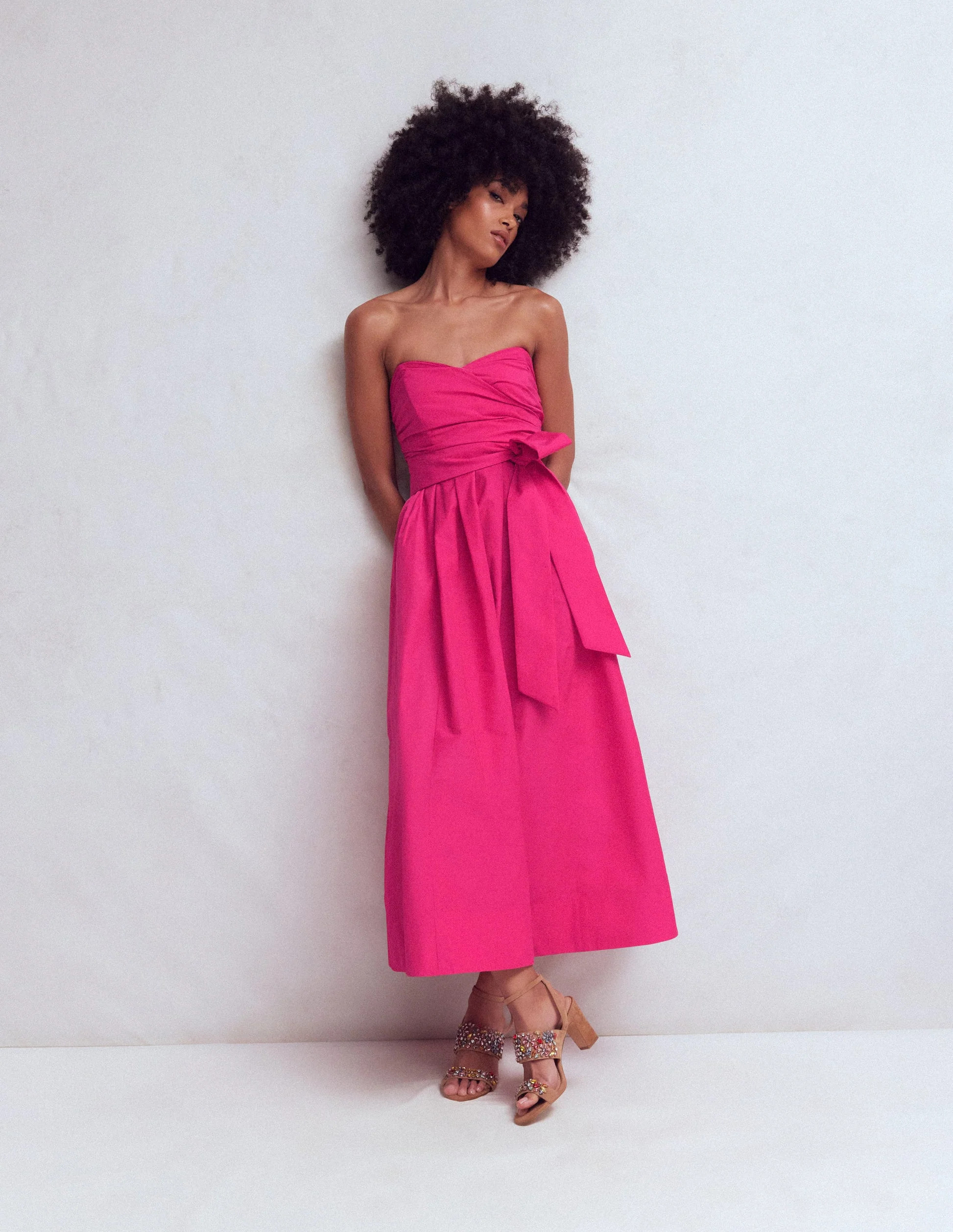 Trägerloses Taftkleid-Hellrosa | Boden DE
