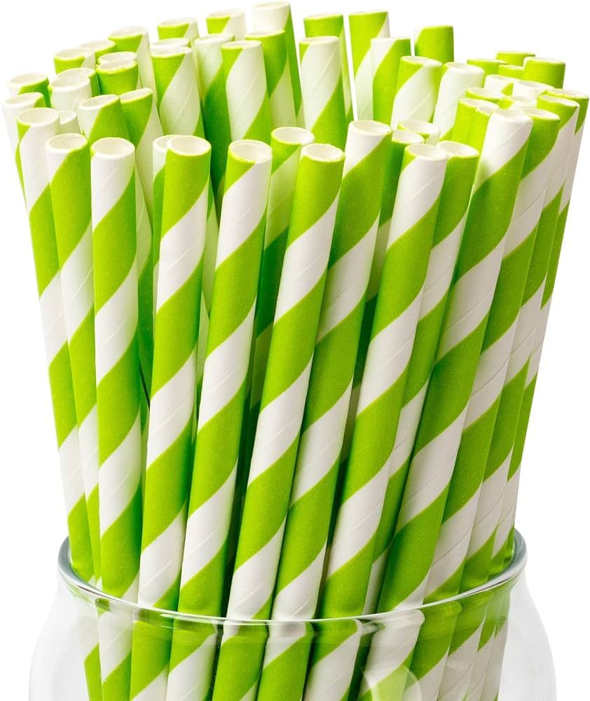 [100 Pack] Green Paper Straws, Disposable Green Straws Biodegradable Paper Straws for Drinking, L... | Amazon (US)