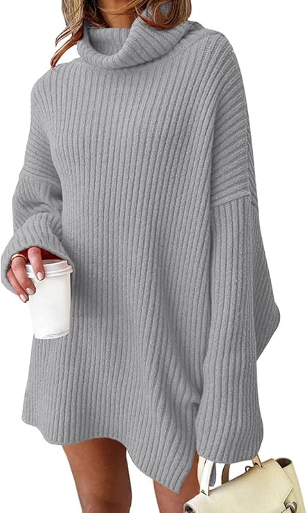 LILLUSORY Womens Turtleneck Oversized Long Sweater Dress 2024 Plus Size Tunic Pullover Knit Fall ... | Amazon (US)