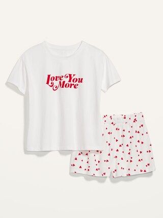 Graphic Jersey-Knit Pajama Top &#x26; Pajama Shorts Set for Women | Old Navy (US)