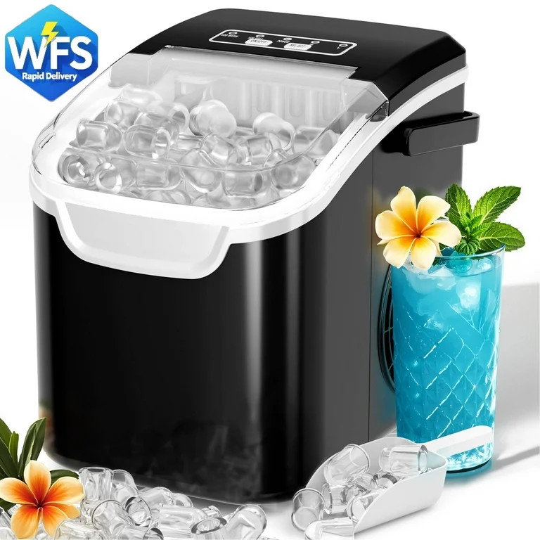Auseo Countertop Ice Maker, 2 Sizes of Bullet Ice, 26Lbs/24H, 8 Ice Cubes in 6 Mins, Portable Ice... | Walmart (US)