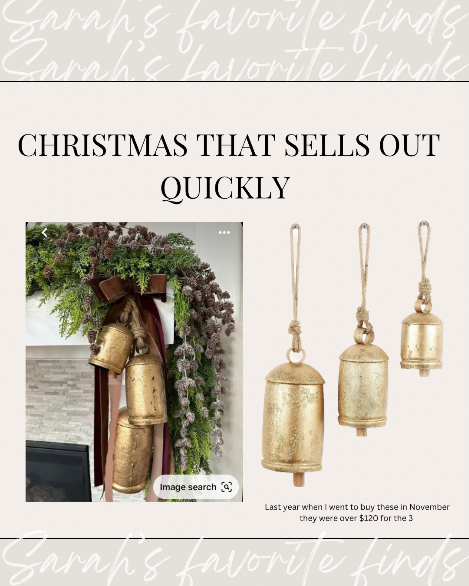 The viral brass Christmas bells! currently only $24 for 3!!!! Such an awesome deal. 

#LTKHolidaySale #LTKhome #LTKHoliday