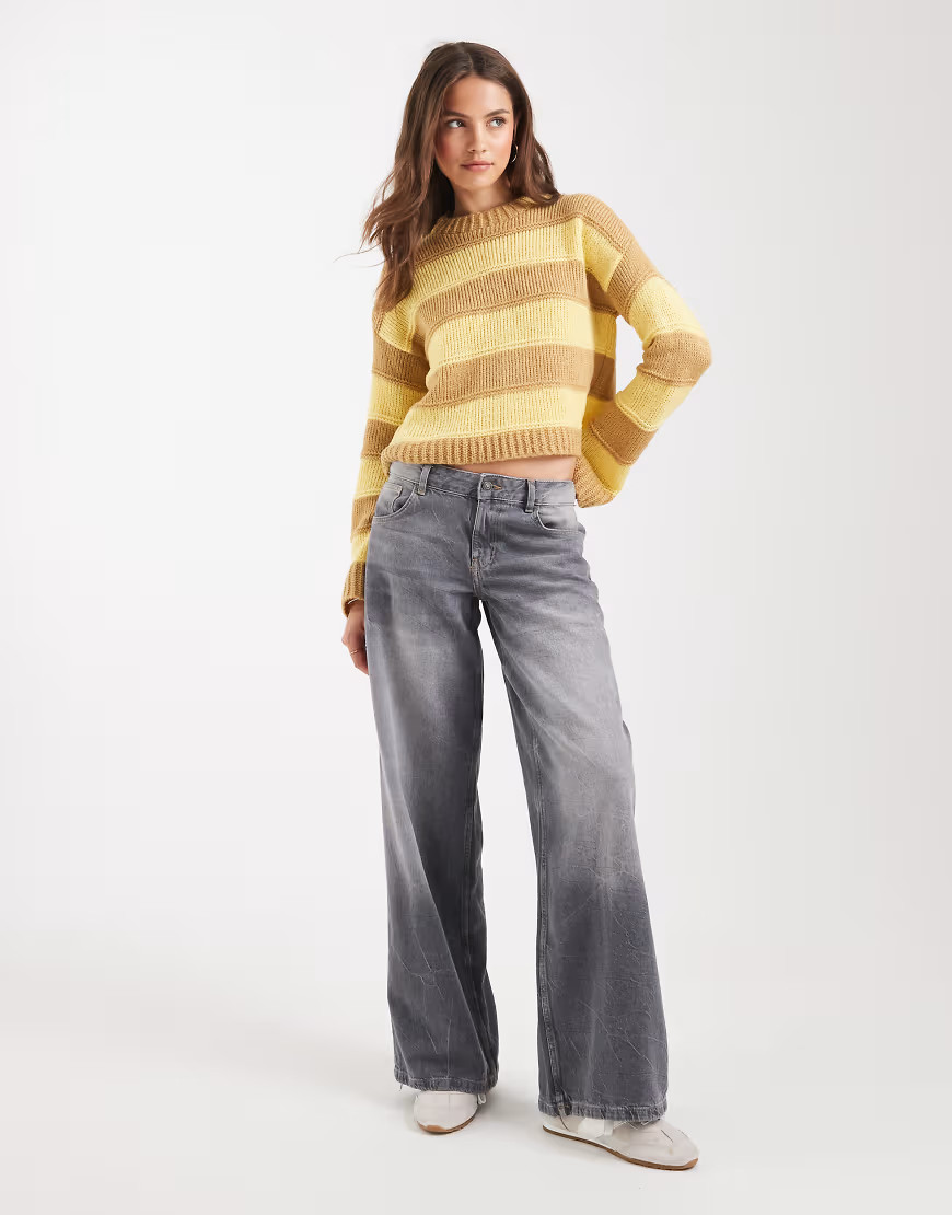 ASOS DESIGN knitted sweater in yellow and beige stripe-Multi | ASOS (Global)