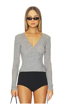 St. Agni Baby Wool Wrap Top in Grey Marle from Revolve.com | Revolve Clothing (Global)