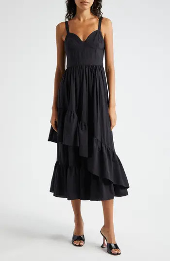 Cinq à Sept Amy Ruffle Asymmetric Dress in Black at Nordstrom Rack, Size 4 | Nordstrom Rack