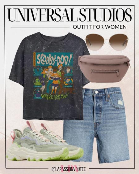 Embrace nostalgia and style at Universal Studios with this playful ensemble: Sport a Scooby-Doo mineral wash cropped t-shirt paired with denim shorts for a fun, retro vibe. Complete the look with a trendy belt bag for convenience, chic sunglasses for flair, and comfy sneakers for all-day exploration.

#LTKSeasonal #LTKstyletip